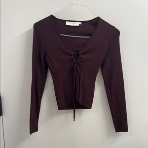 Astr the Label size small Long Sleeve Crop Blouse with Tie Front